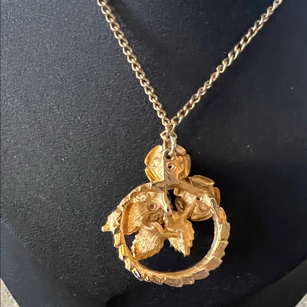 Gold Floral Pendant Necklace - Picture 2 of 3